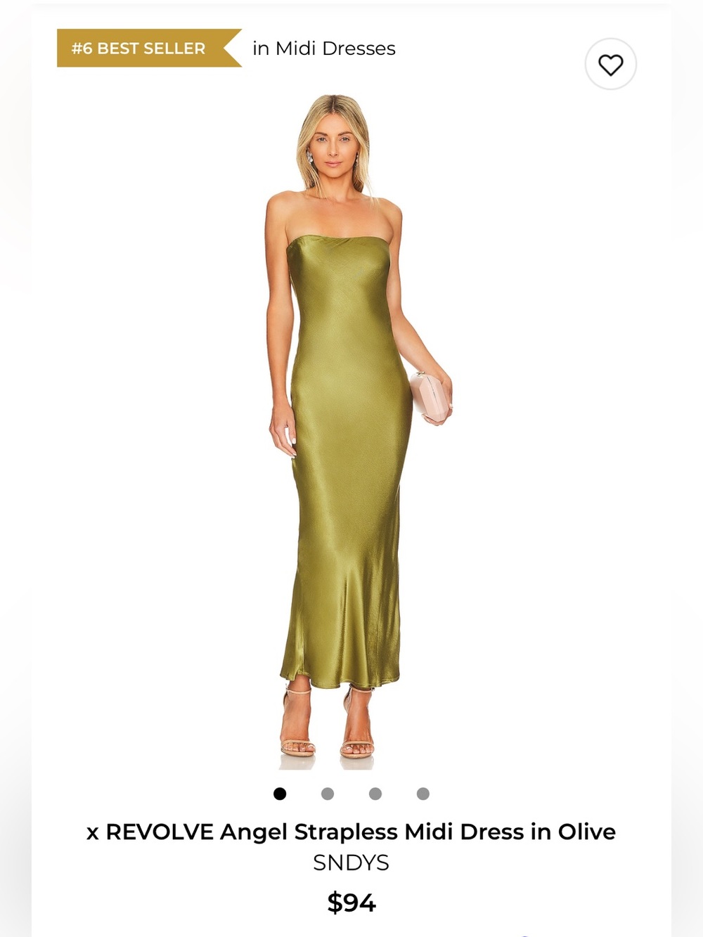 SNDYS Olive Strapless Dress - XS